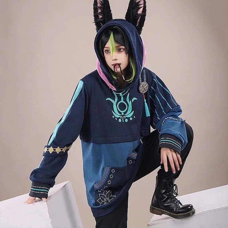 Anime Genshin impact tighnari CYNO hoodie game cosplay jacket tignari costume CYNO daily hoodies casual tops cool streetwear