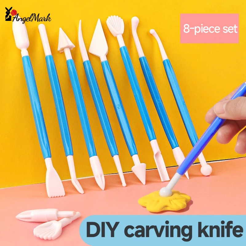Plastic Clay Sculpting Set, Polymer Modelagem Tools, forma Poly, Sculpting para Shaping, Brinquedos Massa, Multicolor, 932, 8pcs por conjunto