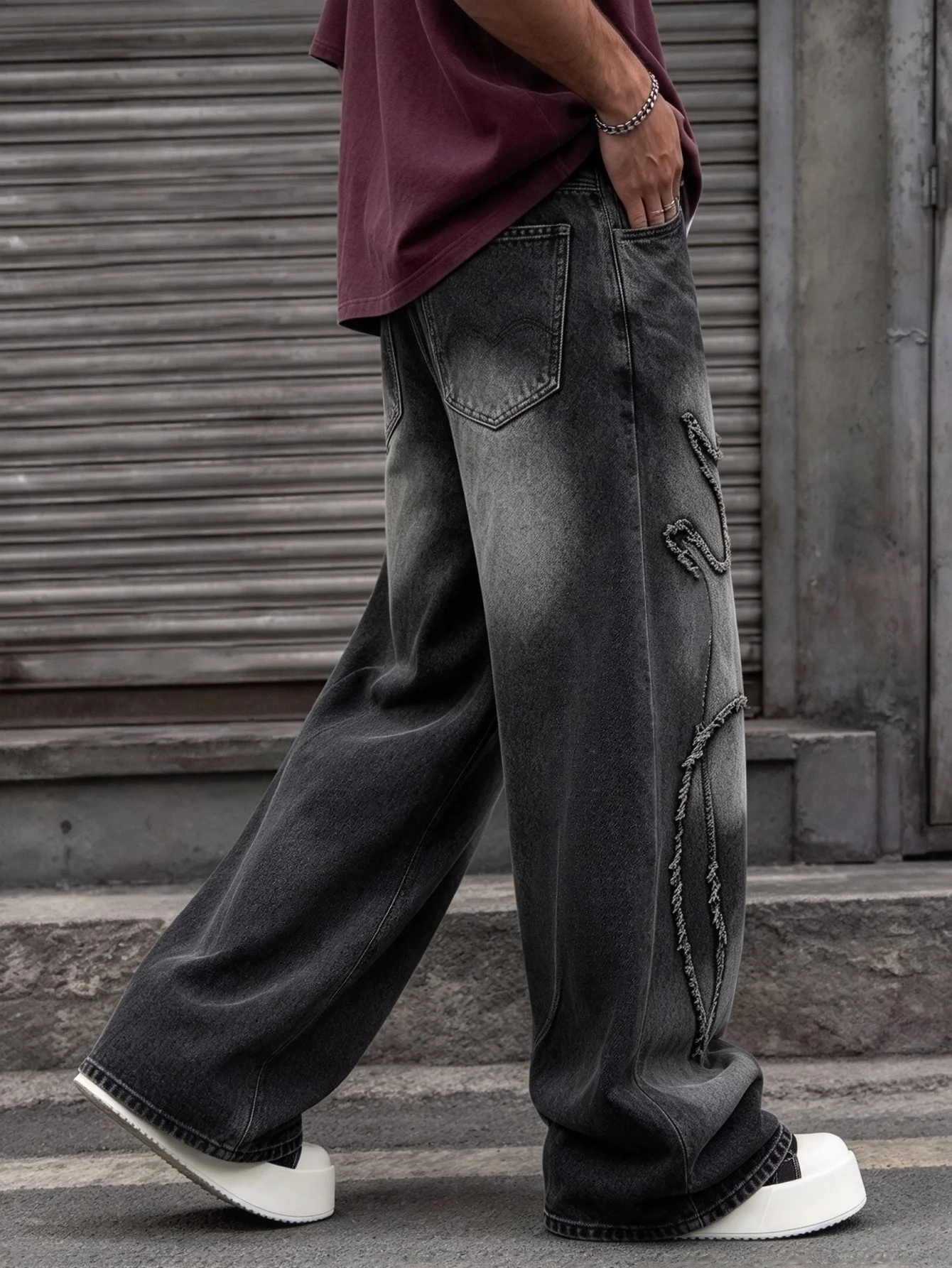 Men's Trendy Black Loose Denim Long Pants Y2K Retro Nostalgic Design Great Gift for Lover Streetwear Jeans