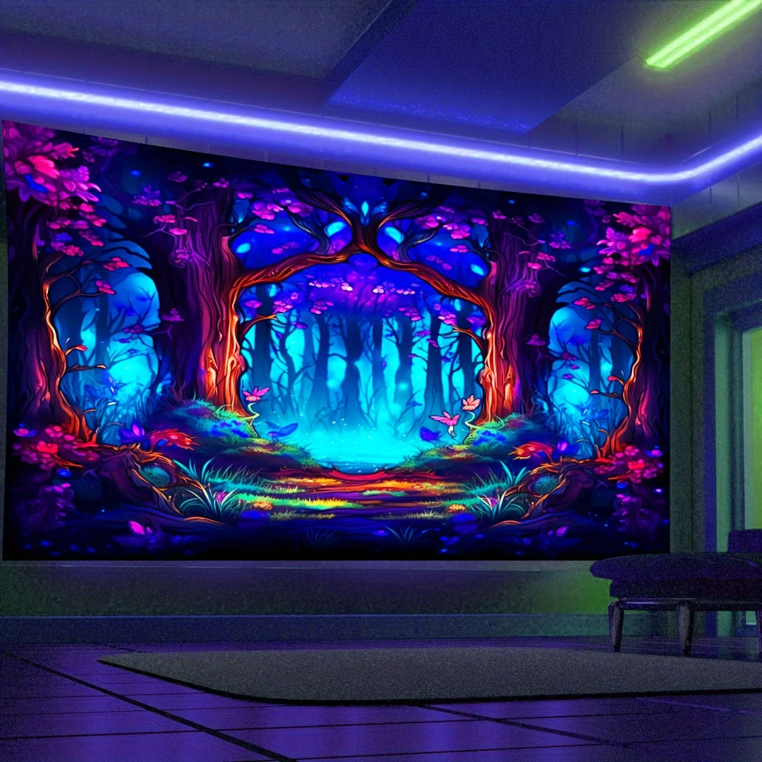 VIKAMA Enchanted Forest Tapestry Wall Hanging for Party Room Psychedelic Home Decor Wall Hanging Tapestry Room Decoration