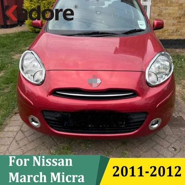 

For Nissan March Micra 2011 2012 Chrome Headlight Shade Cover Front Head Light Lamp Trims Car Styling Accessories