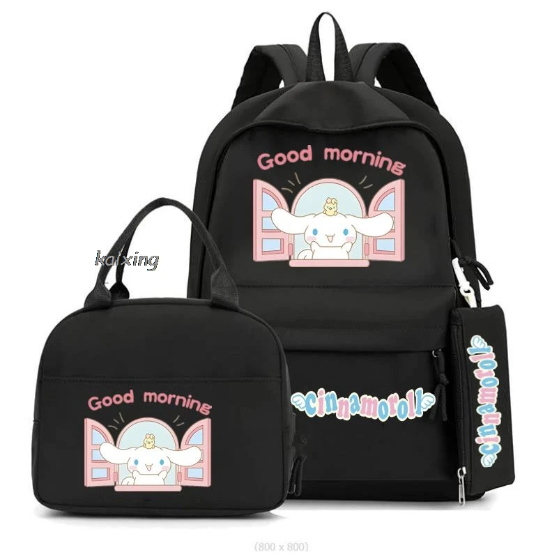 New 3Pcs Cinnamoroll Melody Backpack With Lunch Bag Rucksack Casual School Bags for Student Teenagers Sets Birthday Gift