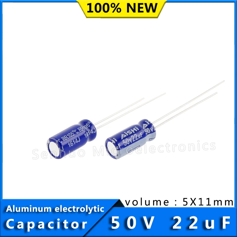 10Pcs Capacito 50V 22UF 5*11 5x11 mm 22uf50v 5X11 Aluminum Electrolytic Capacitor High Frequency Low Resistance