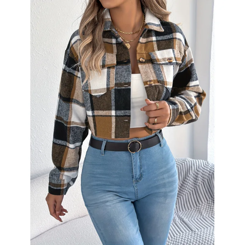 

Plaid Wool Short Jacket Women's Fashion Spring Season Resistant to Deformation Other Style Other Length Sleeve Other Pattern