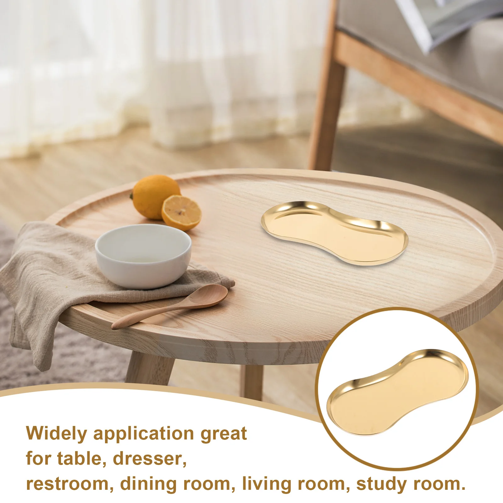 

2Pcs Stainless Steel Jewelry Dish Storage Tray Trinket Holder Elegant Dressing Table Vanity Organizer