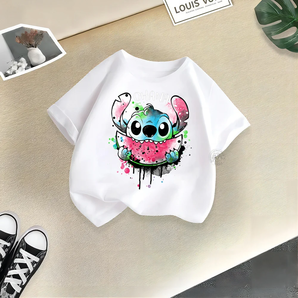 Sanrio Stitch cartoon T-shirt for children and children Stitch cute cartoon T-shirt Y2k pattern T-shirt for girls and boys T-shi