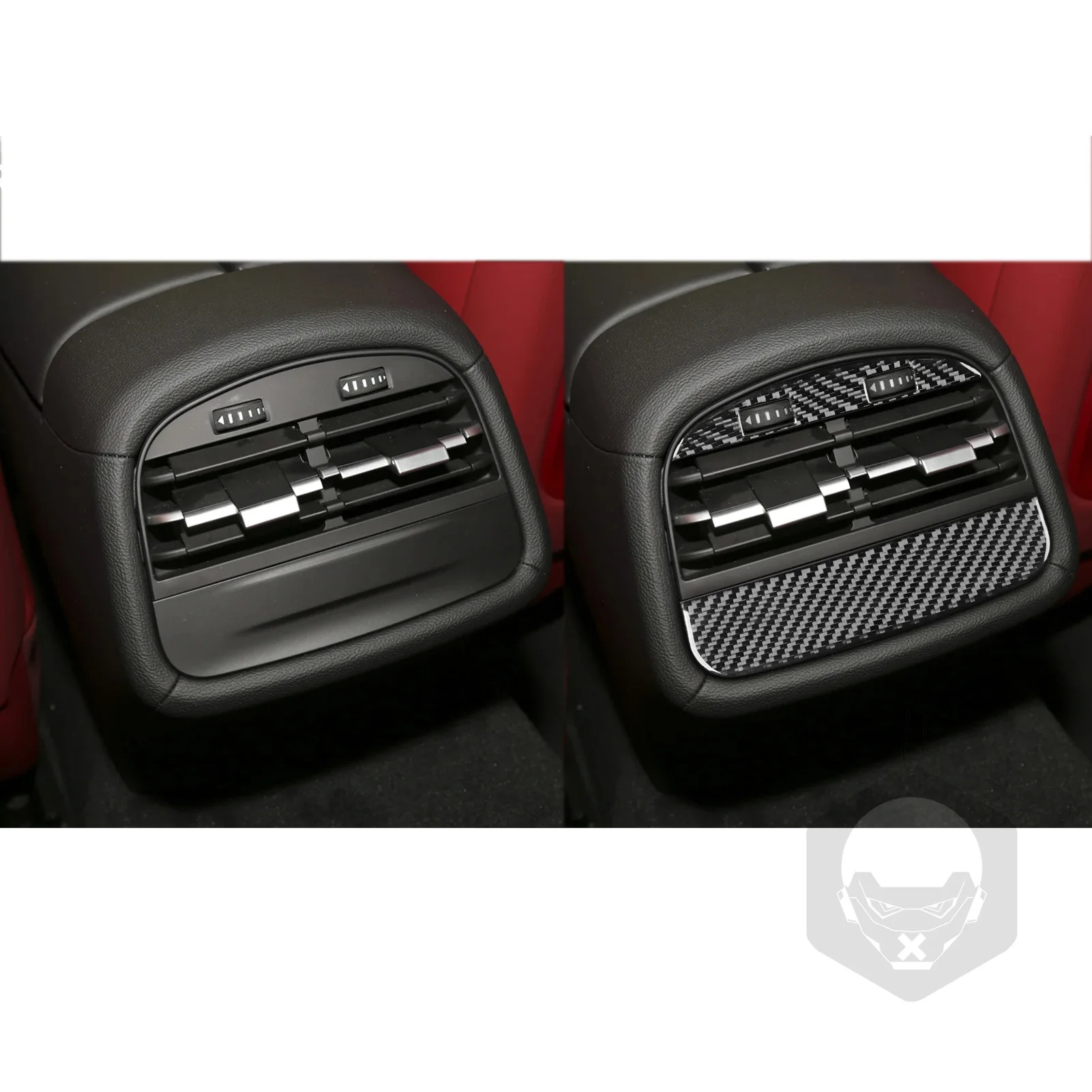 For Maserati Ghibli 2014—2015 Car Accessories Carbon Fiber Rear Console Air Vnet Panel Interior Cover Trim Sticker Modification