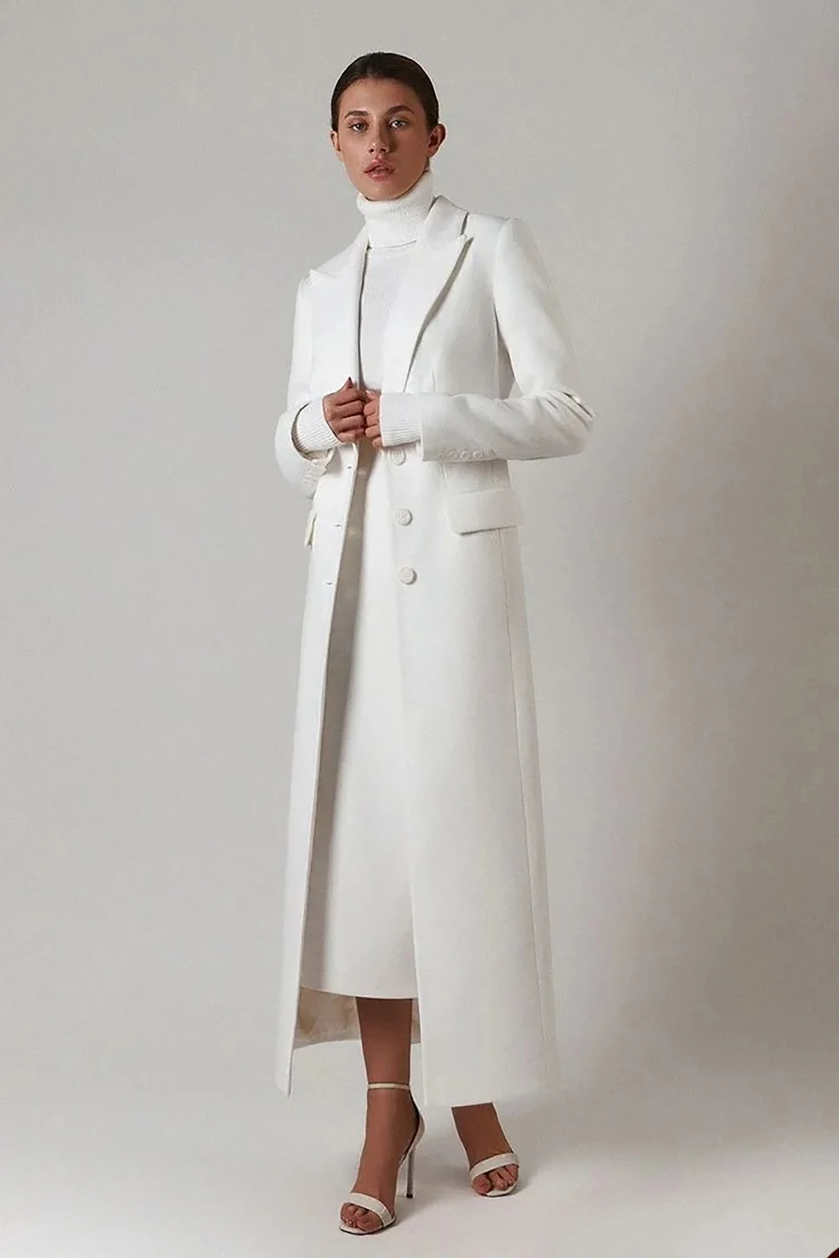 Robe blazer longue blanche pour femme, revers pointu, manches longues, robe couvertes, tenue de soirée sur mesure, une veste, tenues de fête