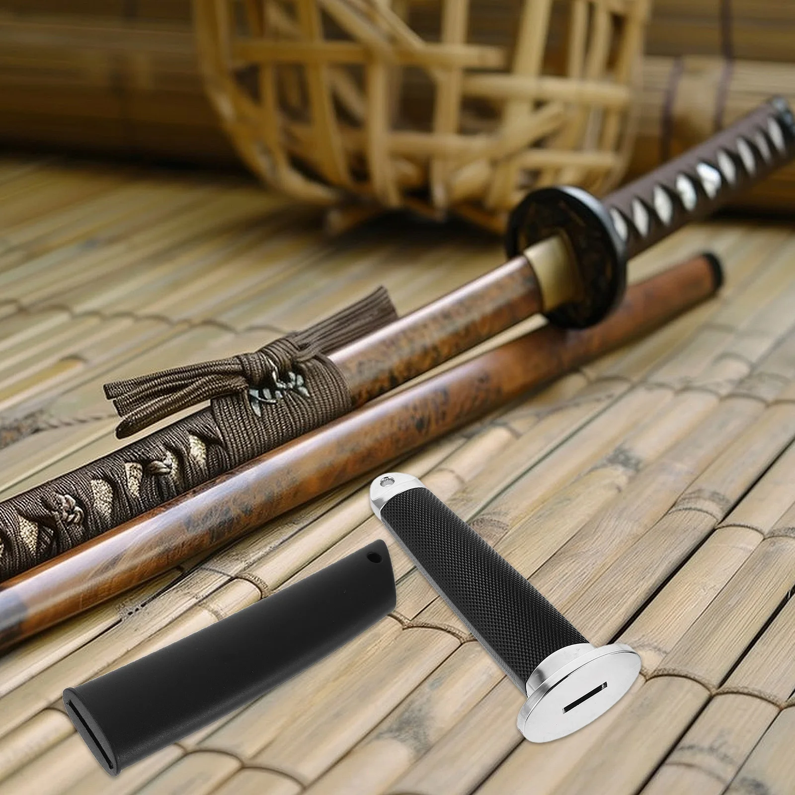 

1Set DIY Katana Handle Making Kit Plastic Japanese Sword Handle and Sheath Antiskid Replacement for Cosplay Training Martial