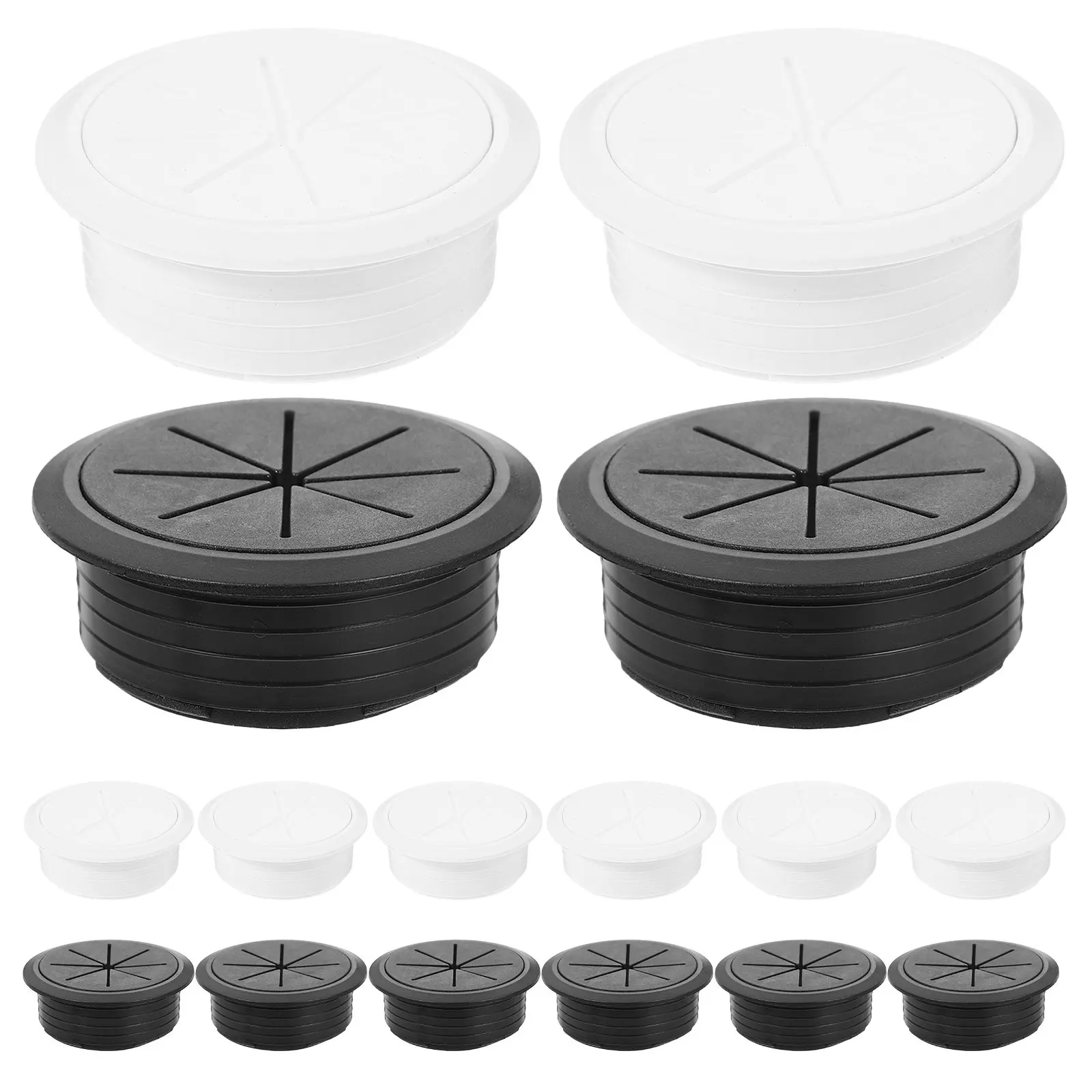 20Pcs Round Desk Cable Hole Covers Plastic Grommet Cord Hole Cover Set Desktop Wire Organizer Office Home School