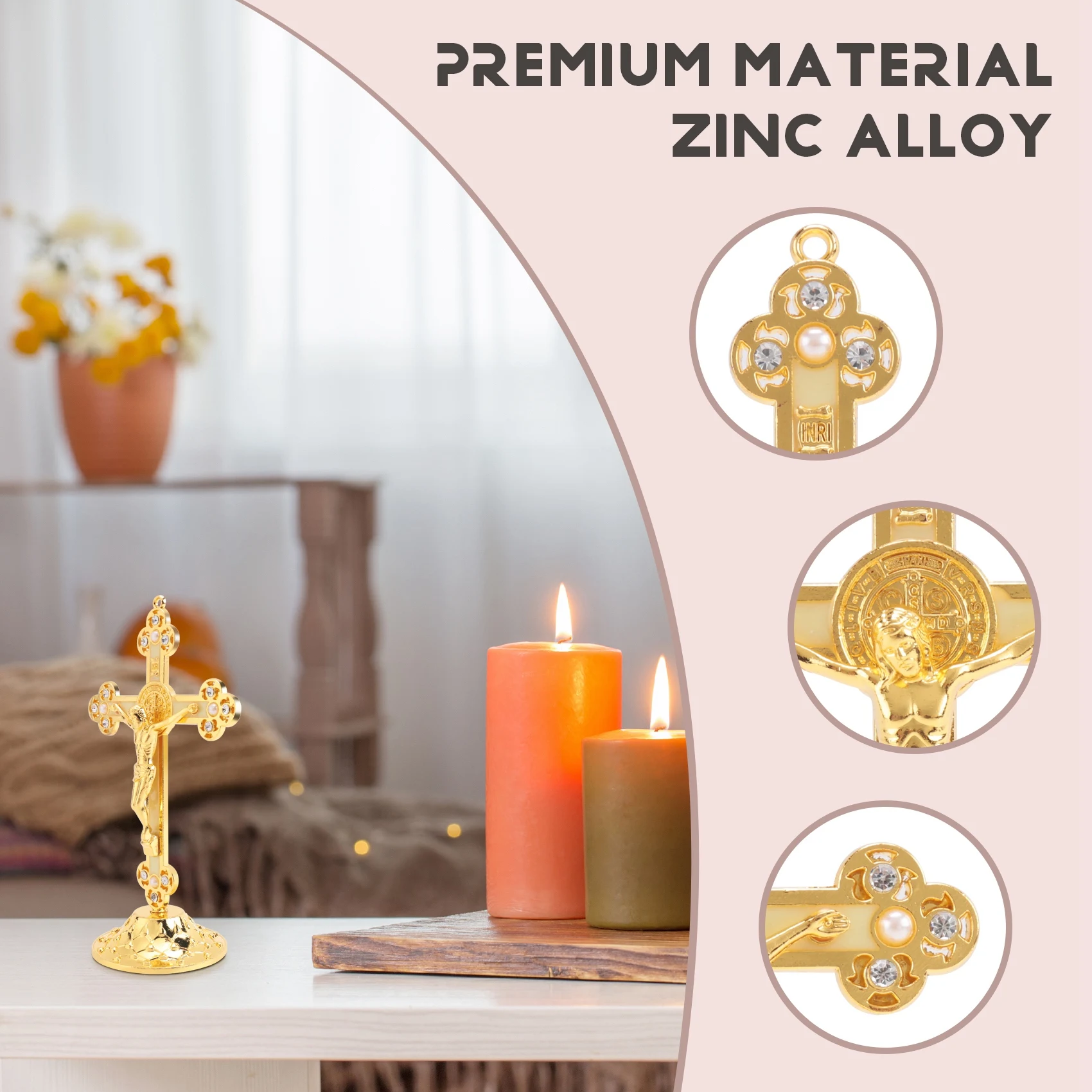 AB13-Standing Crucifix With Base Alloy Cross For Home Chapel Decoration And Religious Gifts