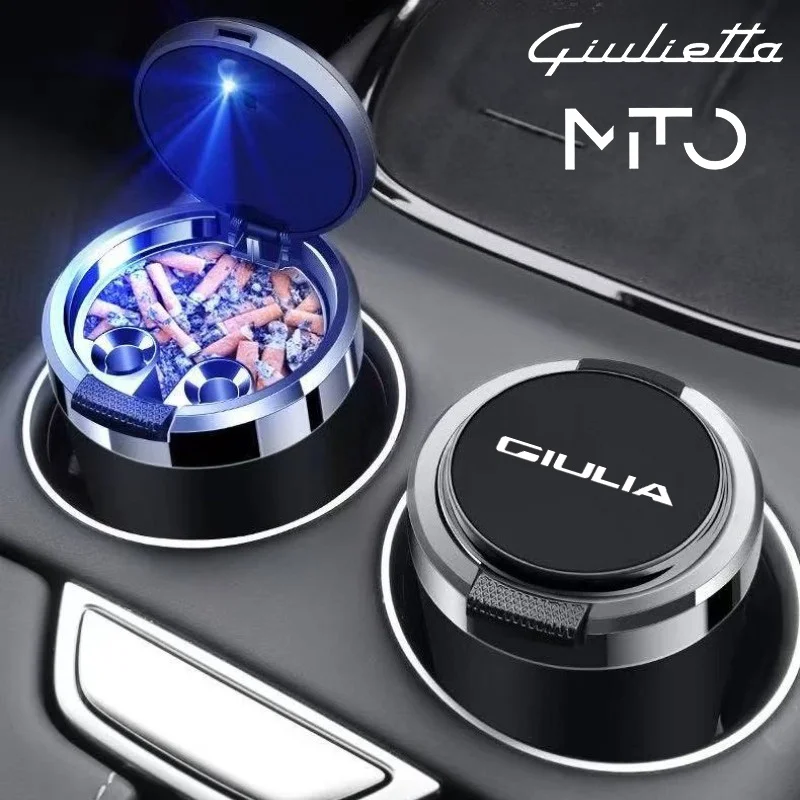 Car Ashtray Cigarette Ash Holds Cup LED Light Automotive Ashtray For Alfa Romeo GIULIETTA MITO GIULIA SPORTIVA car accessories