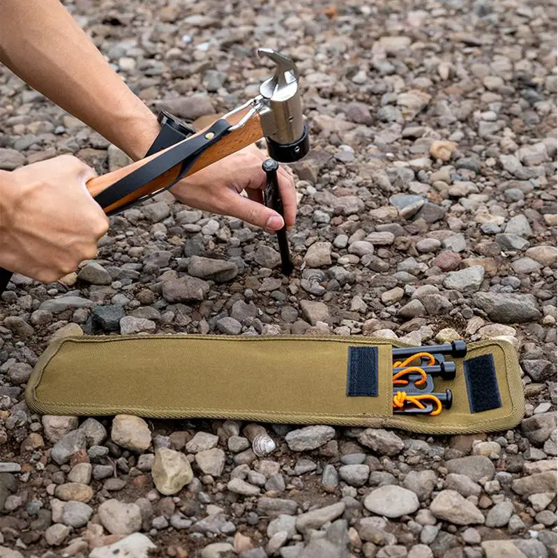 Portable Tent Stakes Bag Waterproof Tent Peg Nails Bag Multi Tools Storage Bag Holder for Forged Steel Tent Pegs Camp