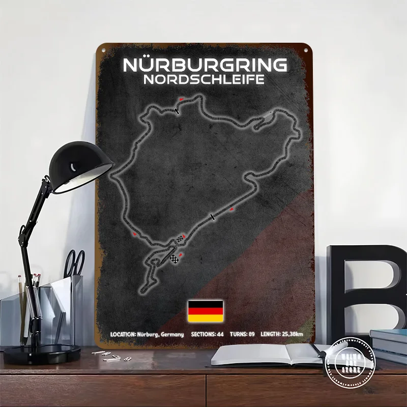 Nurburgring Circuit Metal Poster Perfect Gift for Fans Lovers Personalized Wall Art Metal Sign for Gaming Room Decoration Man