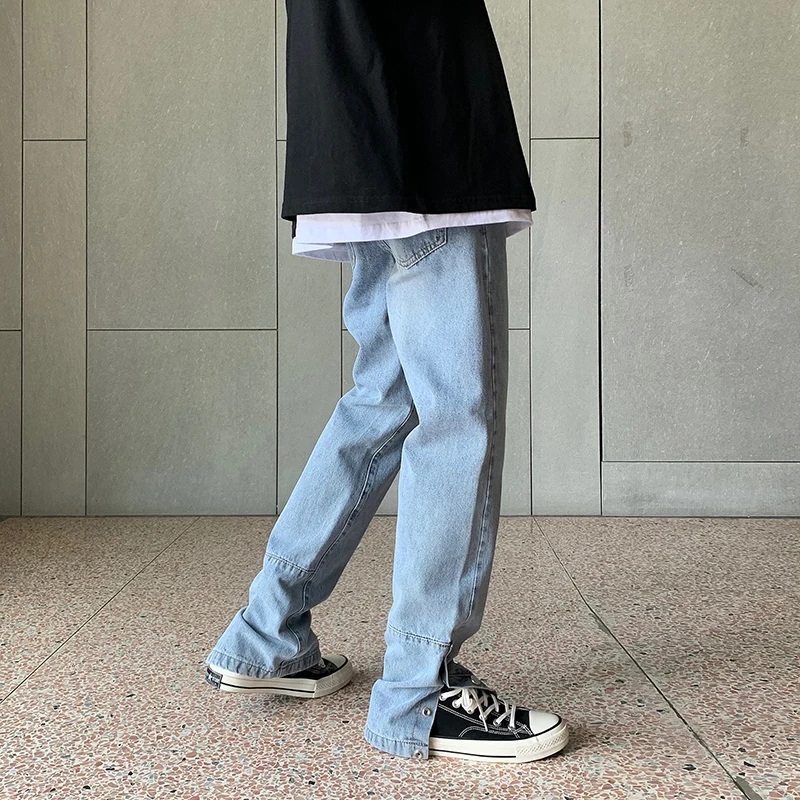 Jeans en denim chic pour hommes, style japonais Harajuku, tout match, mode de rue populaire, tempérament décontracté, étudiants, fjHigh, automne