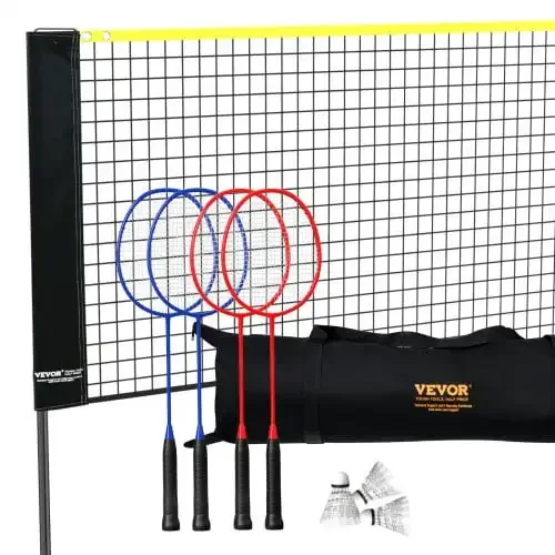 Badminton Net, Height Adjustable Volleyball Net, 20ft Wide Foldable Pickleball Net, Portable Tennis Net Set with Poles, Stand