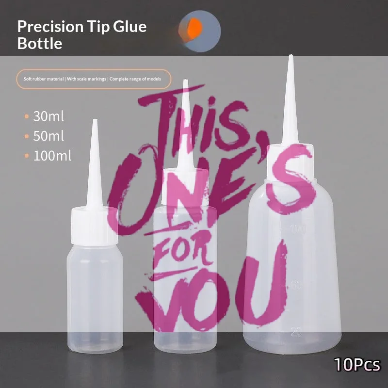 

10 шт. пустых пластиковых бутылочек-дозаторов с тюбиком-наполнителем и иглой-дозатором для жидкостей