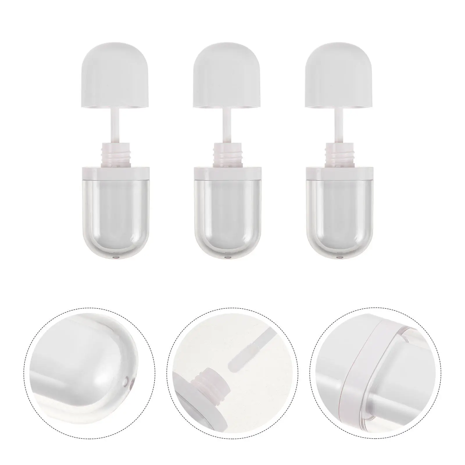 

6Pcs Lip Gloss Tube Oval Plastic Refillable Empty 3Ml Small White Lip Balm Containers for DIY Storage Travel Makeup
