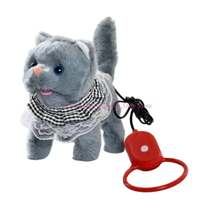 

85AE Soft Safe Plush Walking Cats Toy That Meows and Walks Automatically for Kids Bedtime Comfort and Daily Entertainment