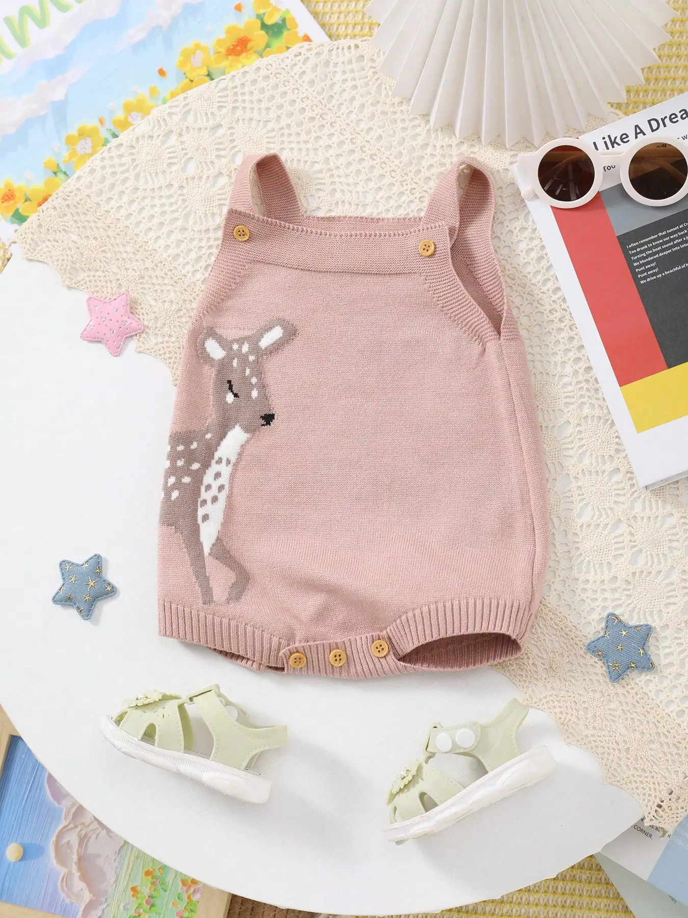 Baby Summer Cute Deer Pattern Knitted Jumpsuit