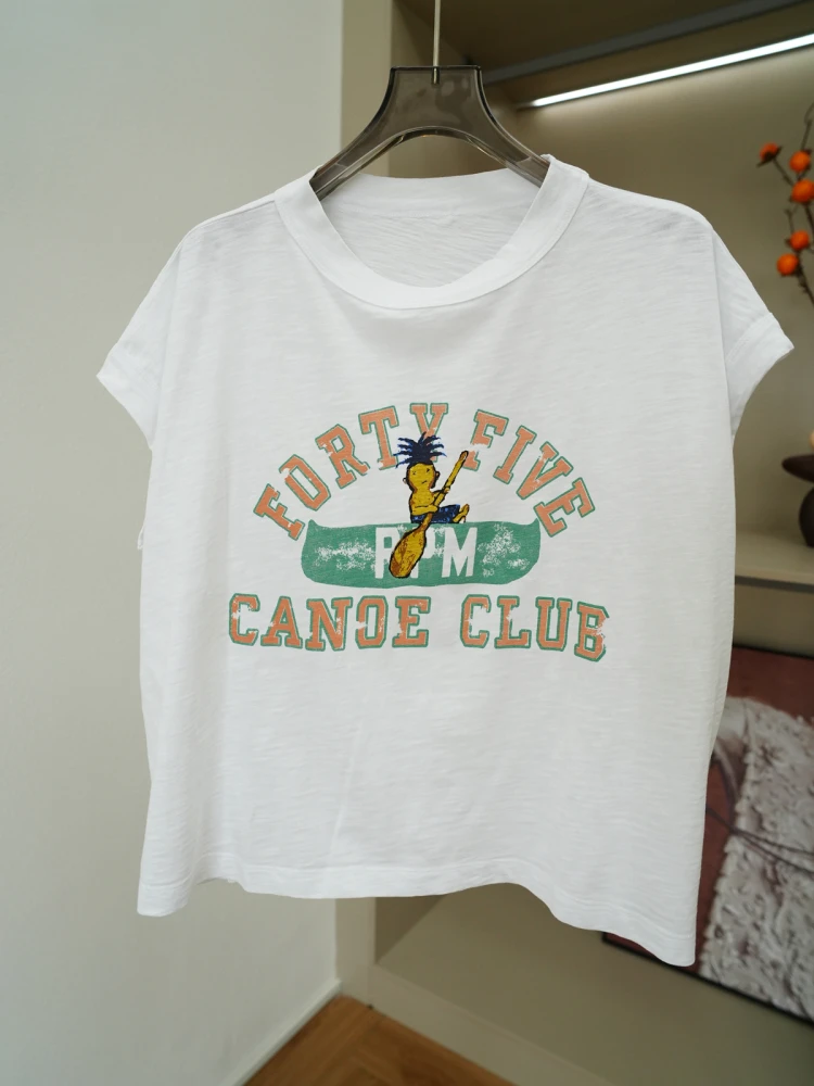 

Cool Age-Defng Japanese Sle Pine Head Rowing Boy Bamboo Cotton Loose oulder T-irt American Casual ort Sve T