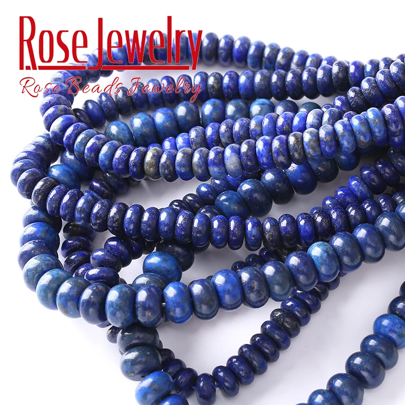 A+ Natural Lapis Lazuli Beads for Jewelry Making Abacus Stone Wheel Rondelles Gemstone Loose Spacers Beads DIY Bracelets 15