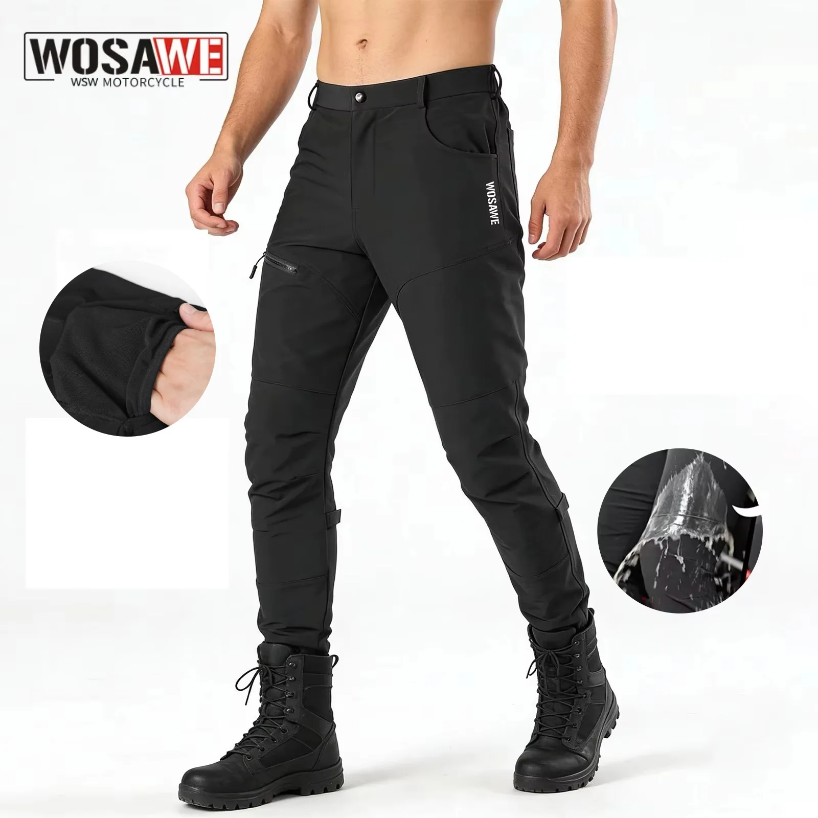 Pantalon de moto pour homme WOSAWE, pantalon de motocross d'été, respirant, imperméable, pantalon de vélo, poches multi-usages