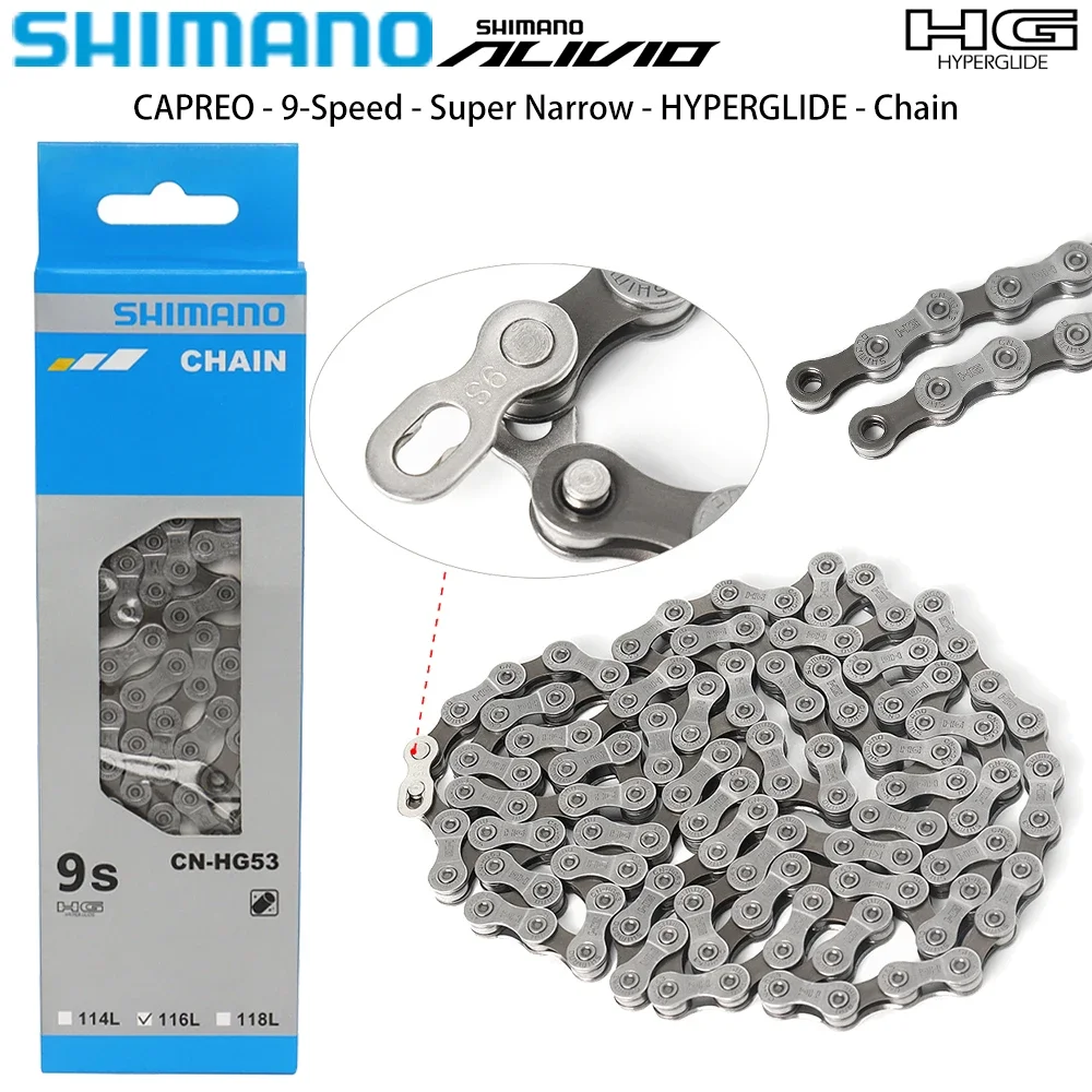 SHIMANO HG53 9 Speed Chain for MTB Bike CAPREO Super Narrow HYPERGLIDE HG Bicycle Chain for M3100 Original Bike Parts