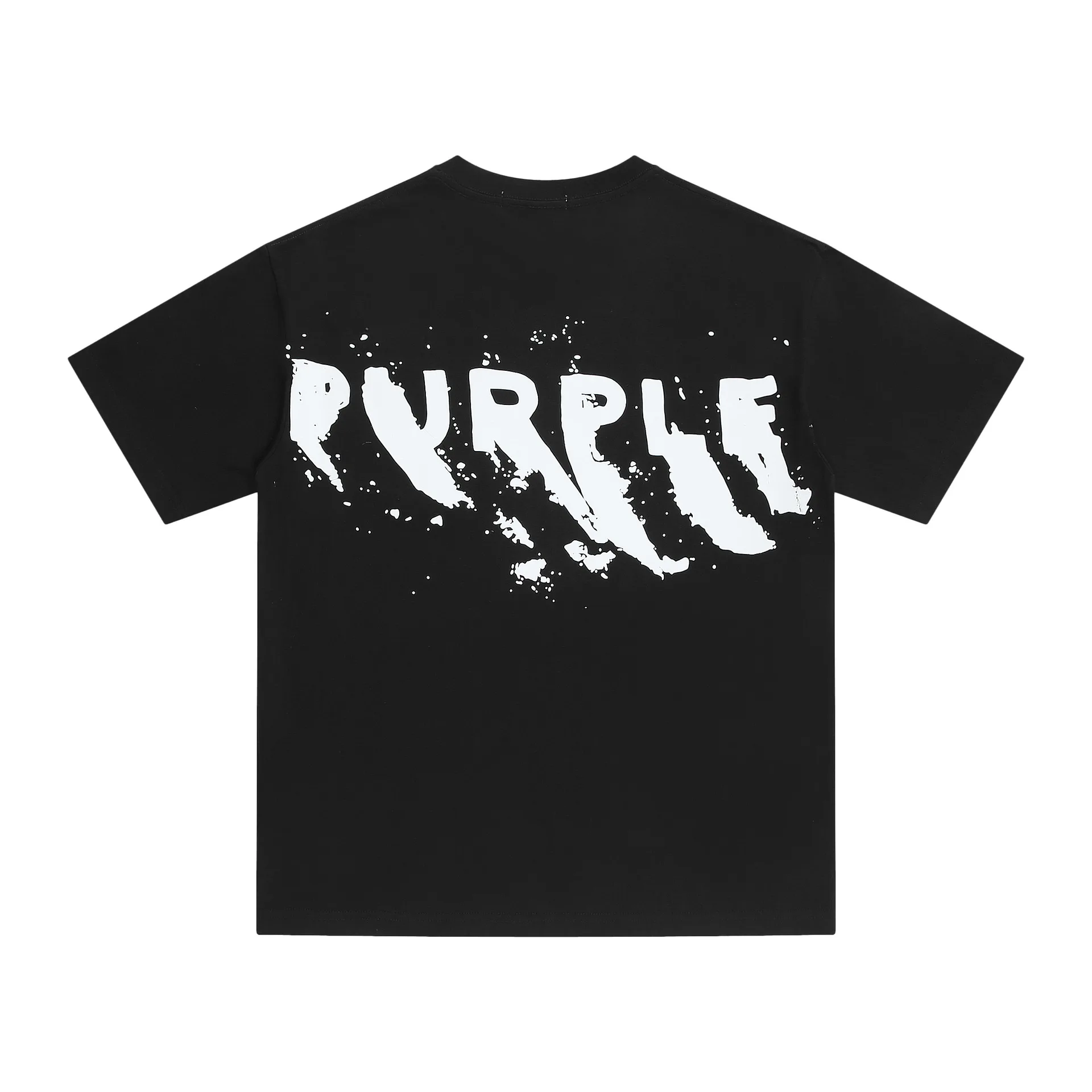 Summer new street tide brand Los Angeles Purple ink splashing letter printing pure cotton loose short sleeves