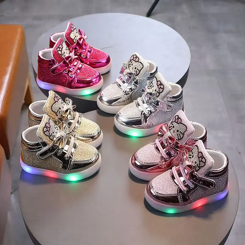 

Sanrio Hello Kitty Children Luminous Shoes Boys Girls Casual Shoes Flashing Lights Sneakers Toddler Little Kid Led Soft Soled