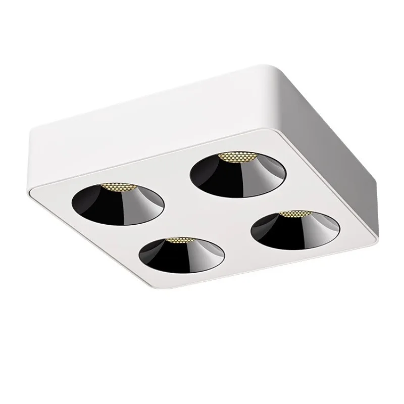 Ultra-thin surface-mounted led spotlights, honeycomb anti-glare four-headed square guest restaurant without main light