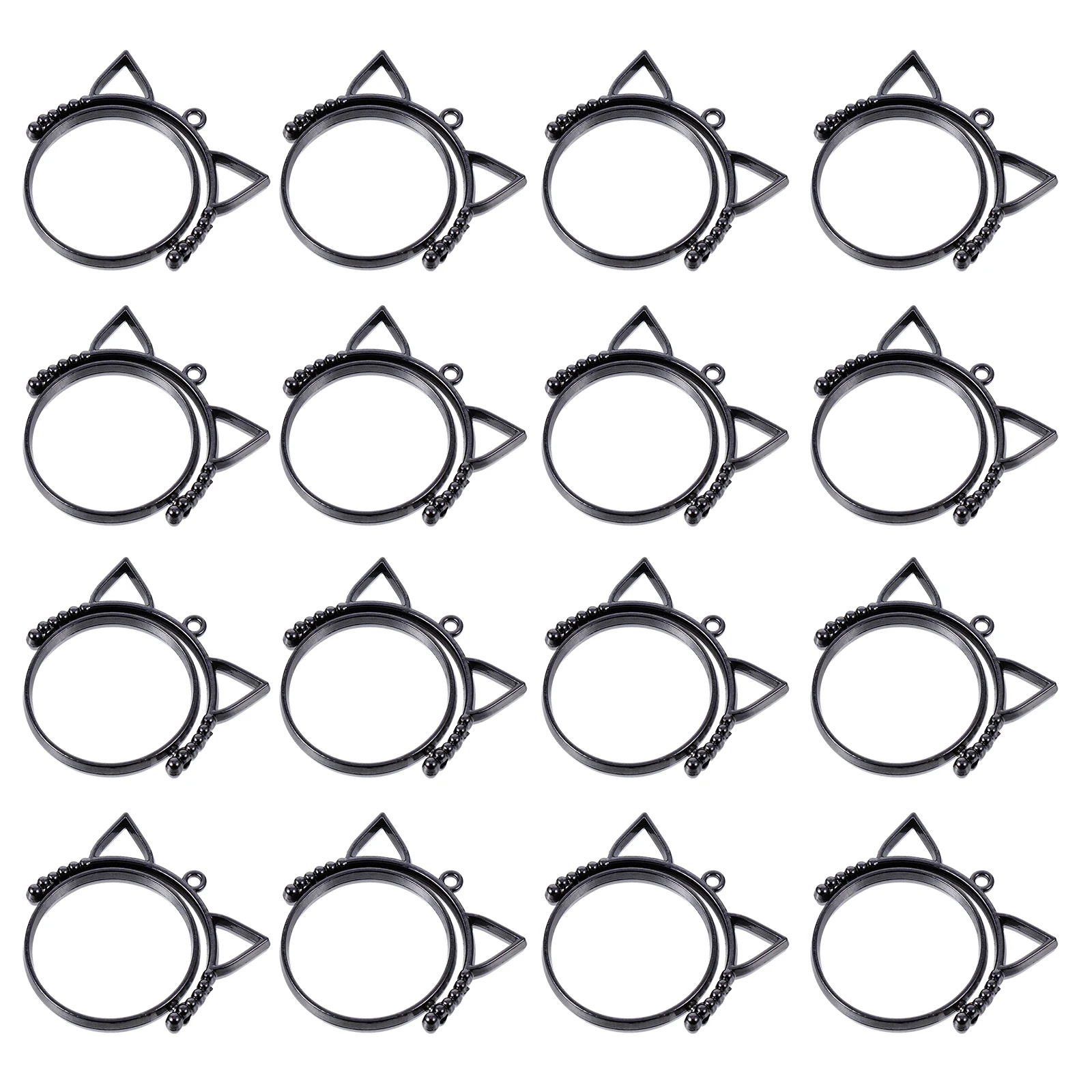 

20 Pcs Cat Ear Base DIY Jewelry Tray Pendant Tray Blank Double Side Brooch Pin Rotating Accessories Craft Supplies