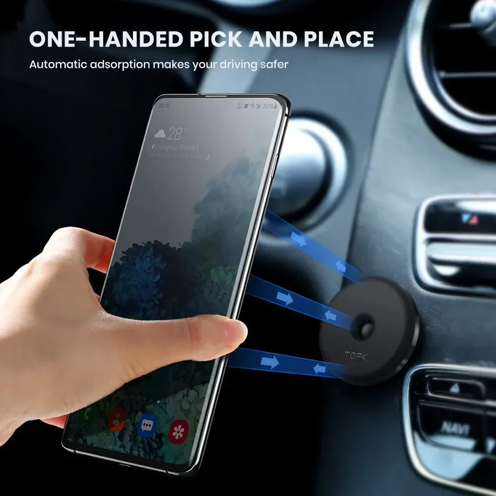 TOPK Magnetic Phone Holder for Car 4X Magnets Car Phone Mount Phone Holder Car Mount for Dashboard Compatible with All Phone