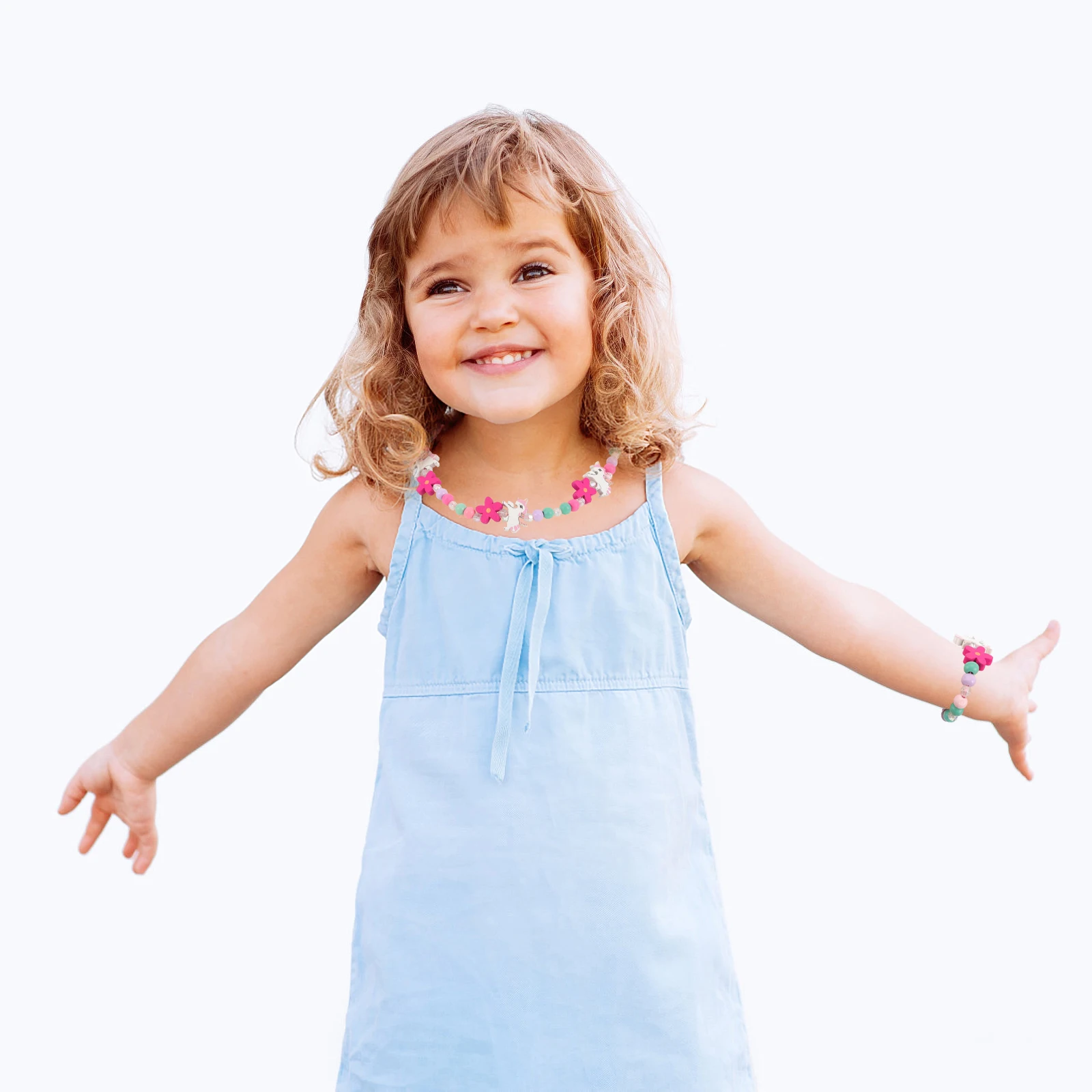 

Vibrant Children Jewelry Set Necklace And Bracelet Colorful Wooden Beads For Girls Accessories
