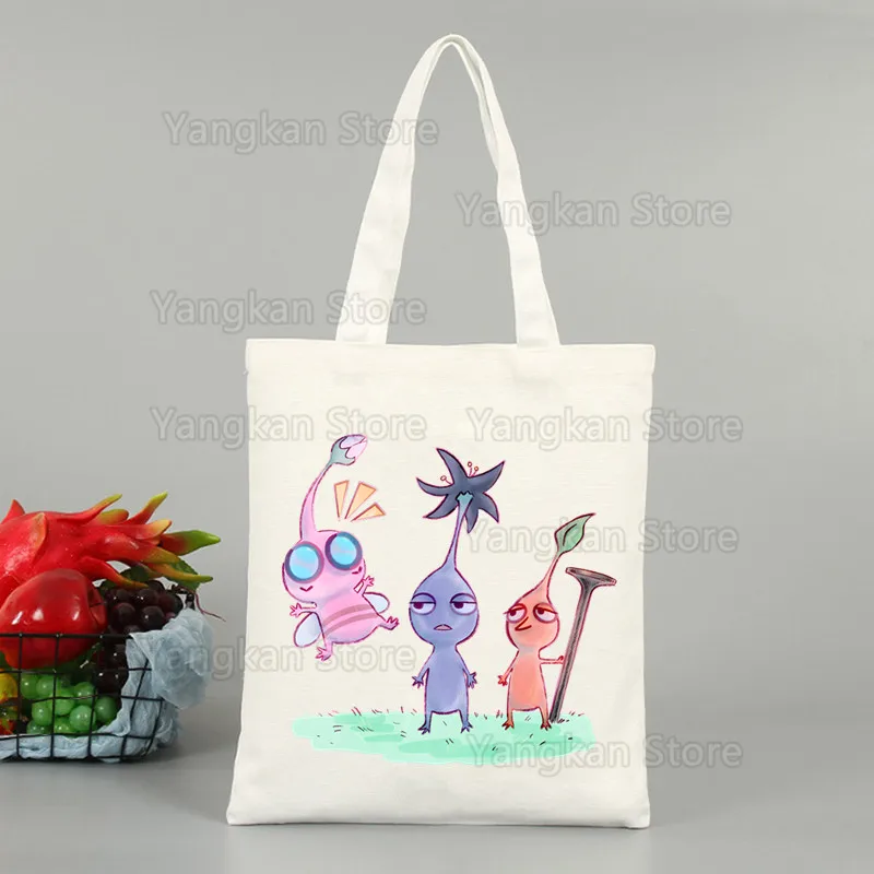 Pikmin Canvas Shopper Bag with Handle Eco Foldable Reusable Tote Bag Book Key Phone Shopping Bag