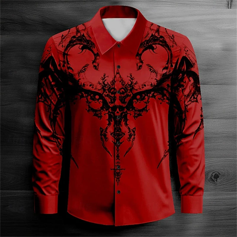 Halloween Blood Stains Button up Shirt Men Long Sleeve Casual Dress Shirt Fashion Horror Party Cosplay Costume Casual for Men