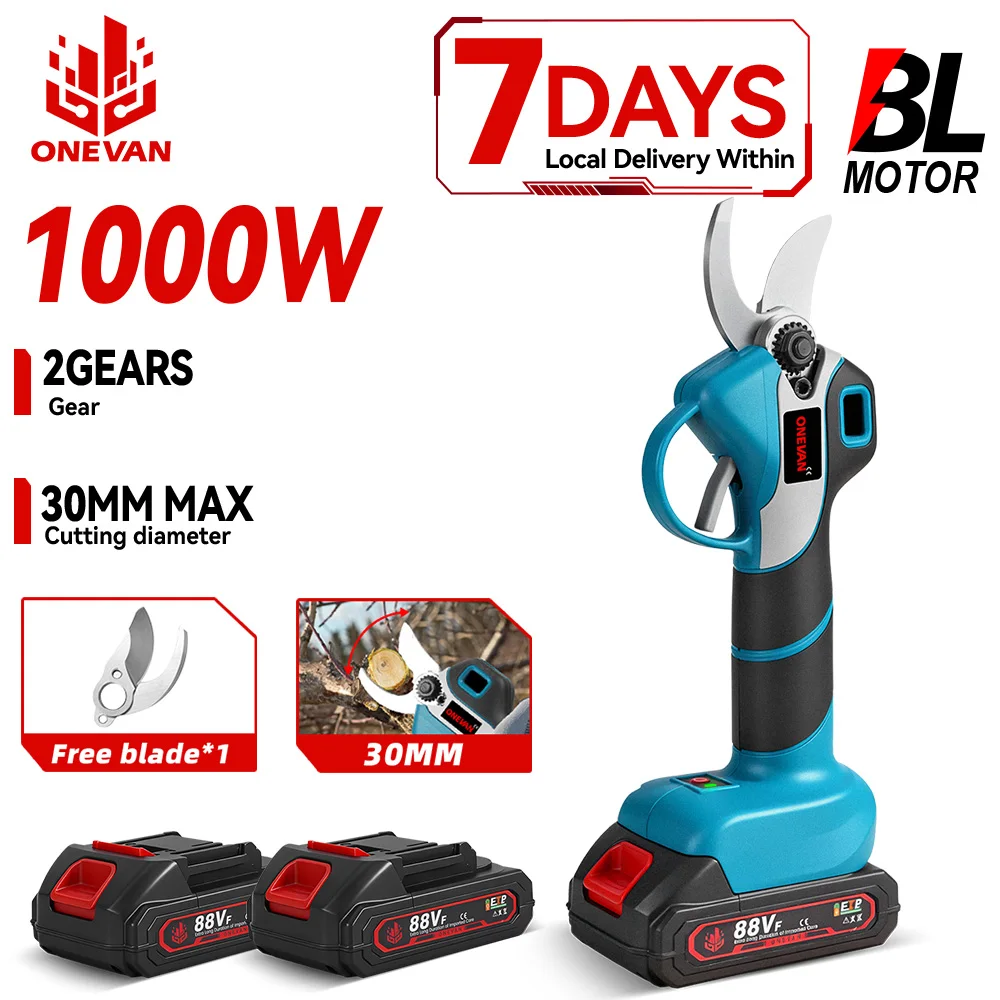ONEVAN 1000W cisaille de taille sans brosse puissance sans fil ciseaux à main arbre jardin coupe outils électriques pour Makita 18V batterie broche