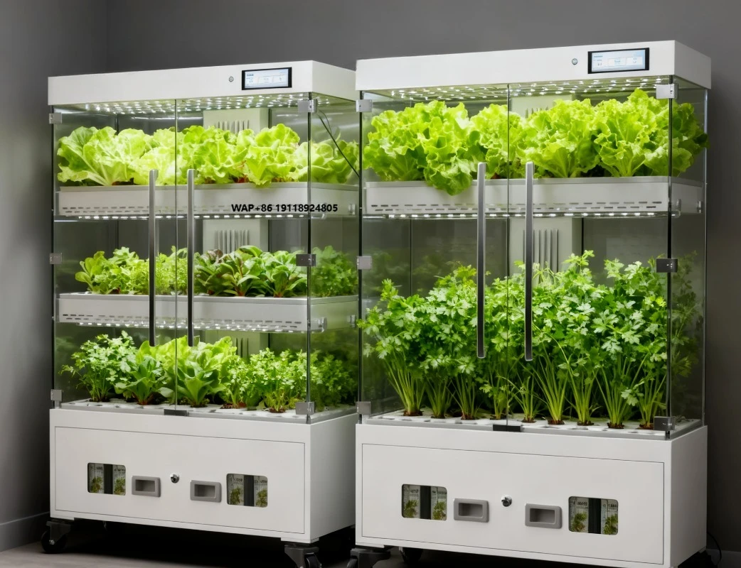 Fully automatic intelligent 3-layer hydroponics machine with full-spectrum light, large touchscreen control and glass cover