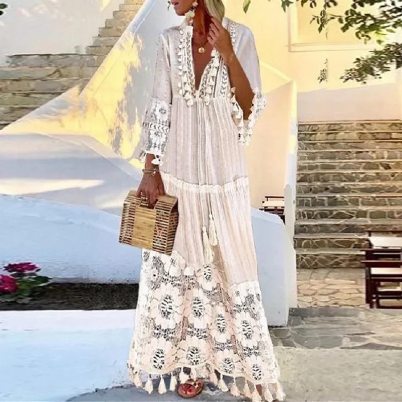 long hippie dresses Women Plus Size Maxi Black Lace Boho Wedding Guest Bohemian Flowy Photoshoot Summer Evening Party In order for you not to make a mistake with the choice of size Plus Size Long Bohemian Dresses