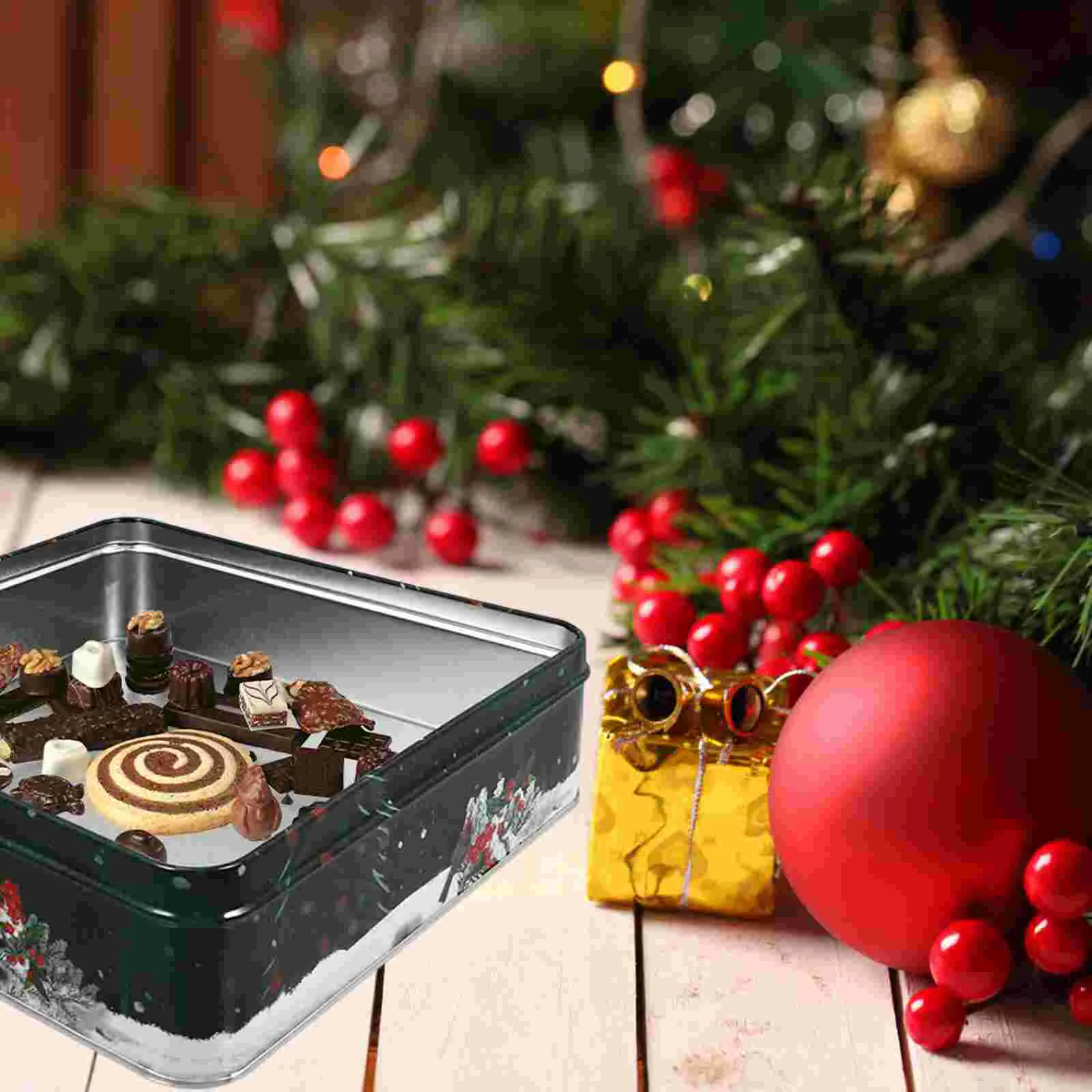 Christmas Cookie Jar Biscuit Box Gift Boxes for Presents Party Favors Holder Large Tin White Iron Small Case