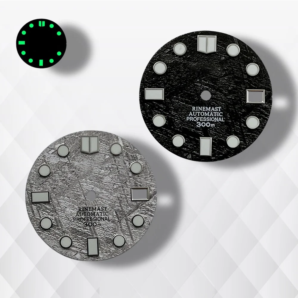 

28.5mm S Logo Meteorite Dial Fit NH35/NH36 Automatic Movement C3 Green Luminous High-Quality Watch Modification Accessories