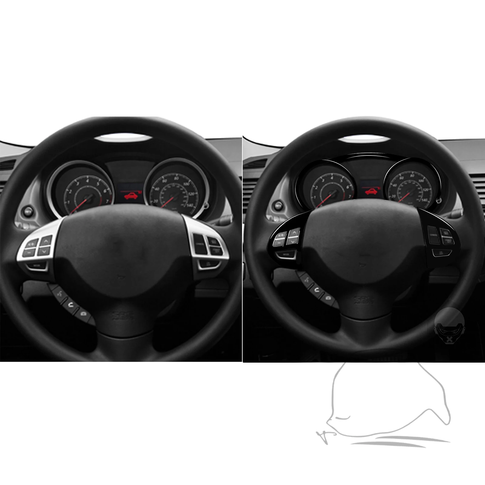 For Mitsubishi Lancer EVO 2008-2015 Car Accessories Plastic Piano Black Interior Steer Wheel Buttons Speedometer Trim Sticker