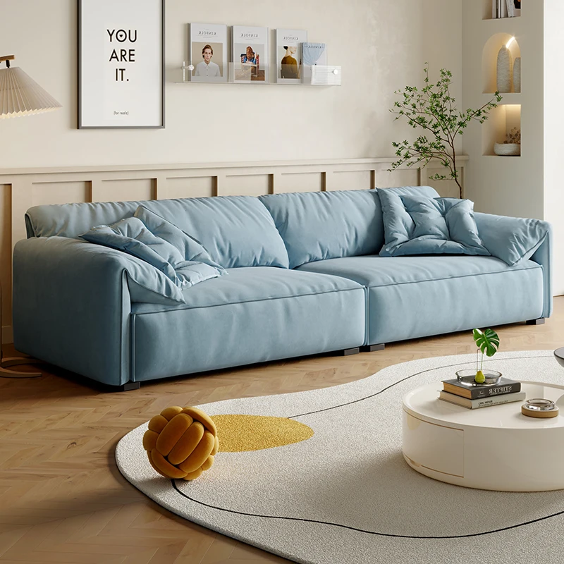 أرائك غرفة المعيشة الزرقاء كبيرة الحجم مصممة منتفخة يابانية لطيفة أرائك غرفة المعيشة صالة كسول Woonkamerbanken أثاث منزلي #1