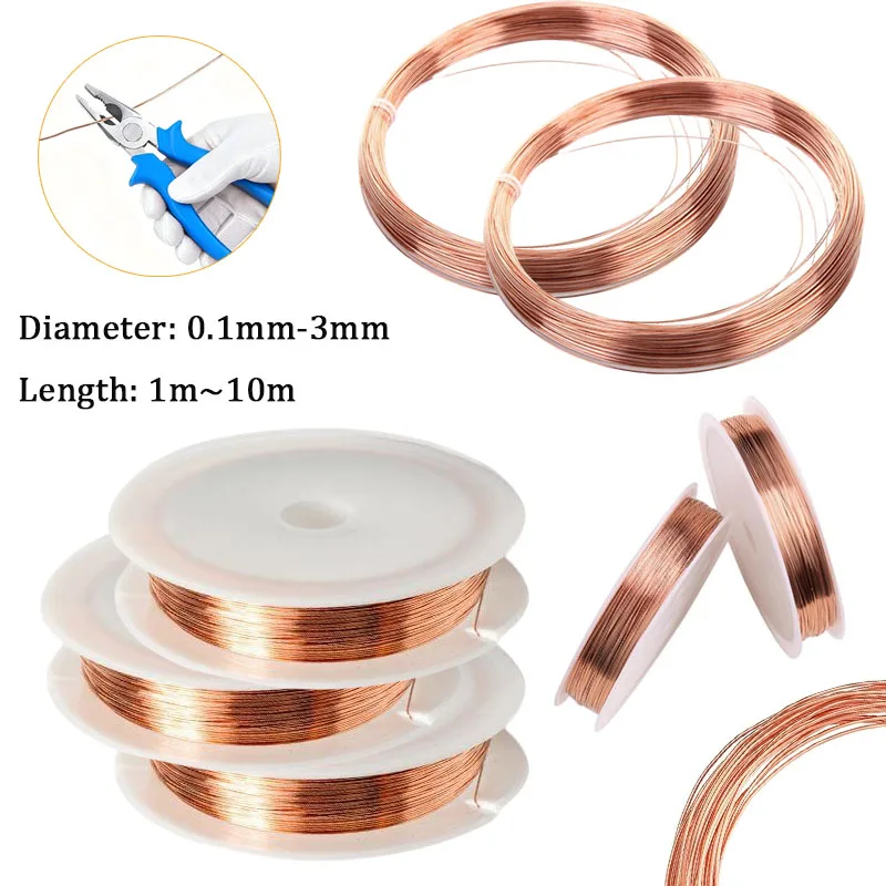 1M-10M Bare Coppers Wire T2 Coppers Coil Conductive Coppers Wire Bare Wire Diameter 0.1-3mm for Electroculture, Ground Wire DIY