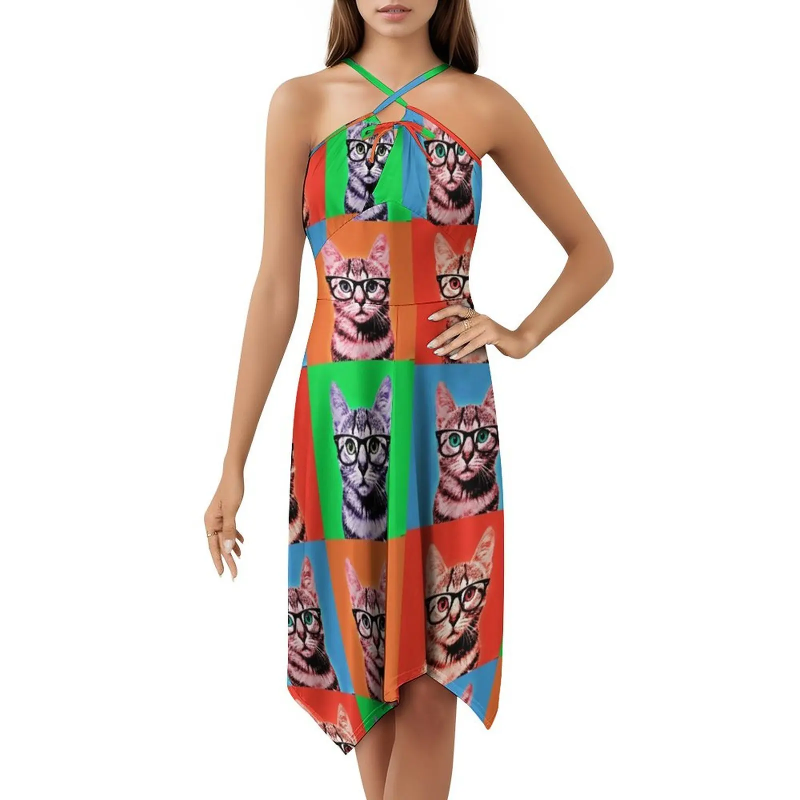 فن البوب المهووس طباعة القط / ديكور المنزل / جدار الفن / فستان الحفلات النسائية ملابس النادي المطبوعة العصرية للإناث مع #5