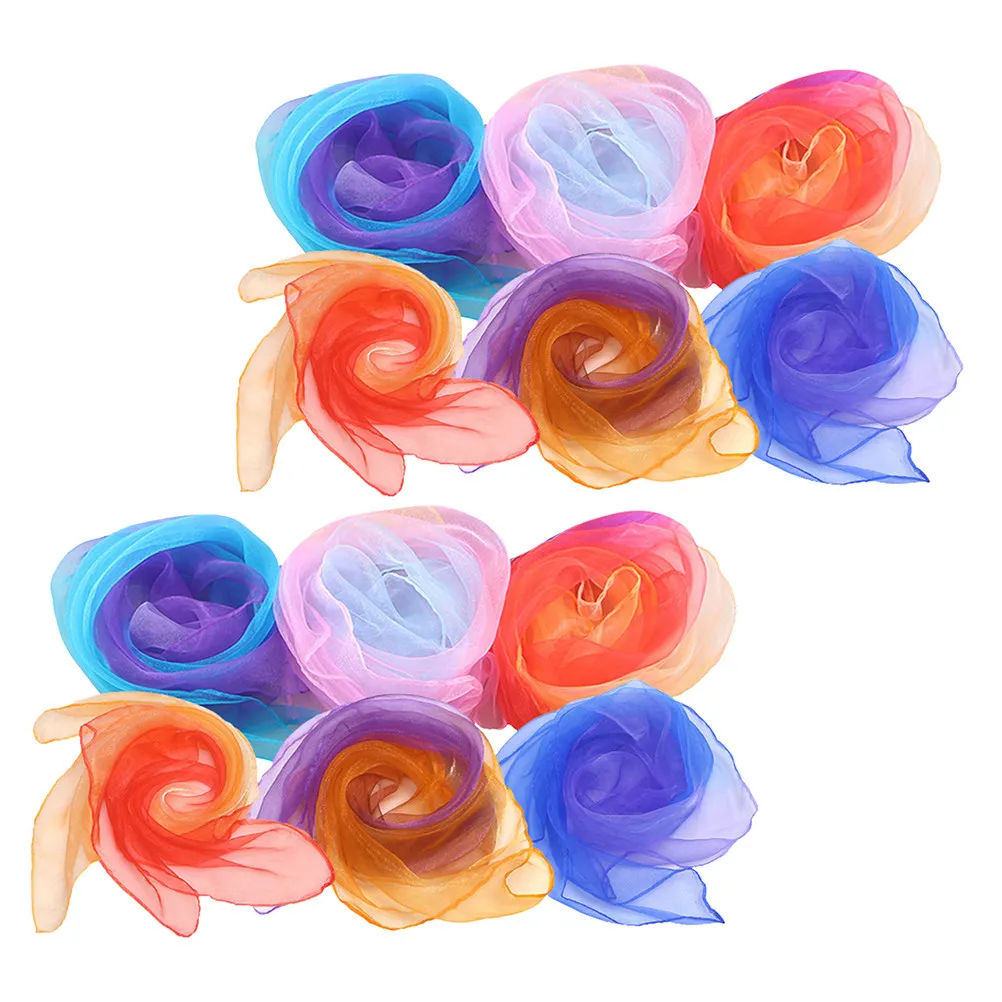 

12Pcs Solid Scarves Premium Soft Chiffon Lightweight Breathable Performance Dance Juggling Scarves