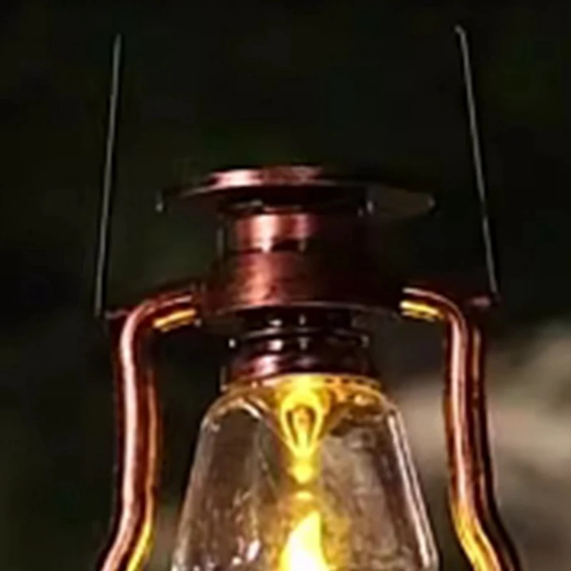 Lâmpada solar retro do óleo do diodo emissor de luz solar portátil da vela, lanterna pendurada exterior, decoração do jardim