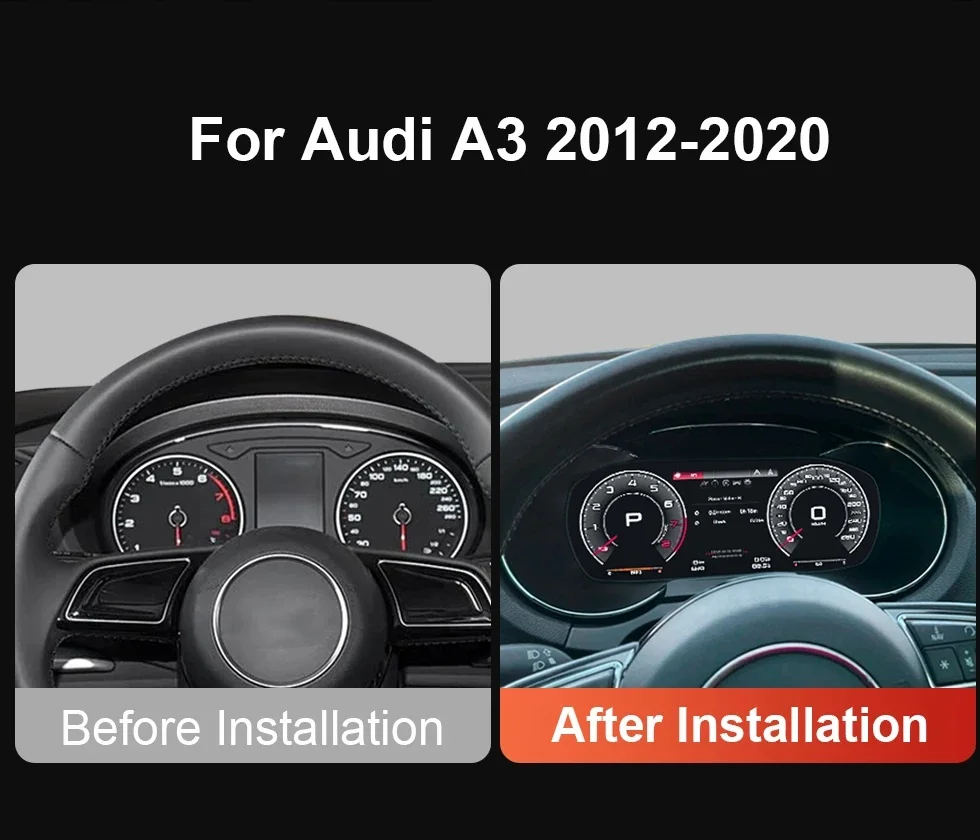 Digital Instrument Cluster For Audi A3 12-20 A4 09-12-16 Q5 09-18 A6/A7 13-18 Speedometer 12.3” HD Screen iOS CarPlay Plug&Play