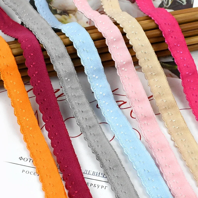 10-50M 11mm  Bra Nylon Elastic Strap Colored Rubber Bands for Cuff Double Layered Edging Spring Tape Pants Belt Sewing Lace Trim