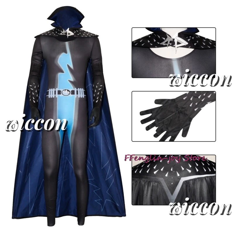 Halloween Costume Supervillains Cosplay Jumpsuit Cloak Metro City Anime Movie Superhero Bodysuit Or Cape Carnival Party Dressing